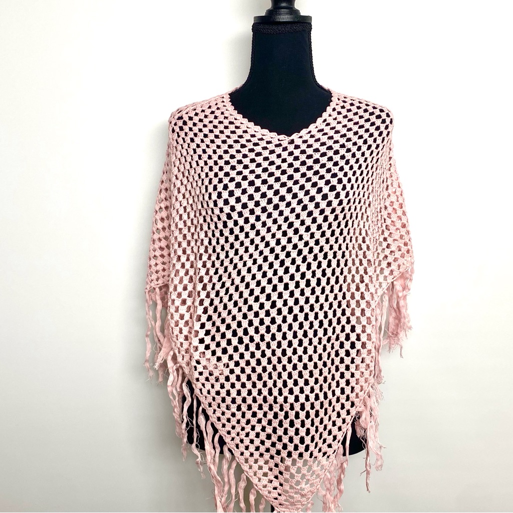 Women Knitted Shawl Pink Handmade Nwt
